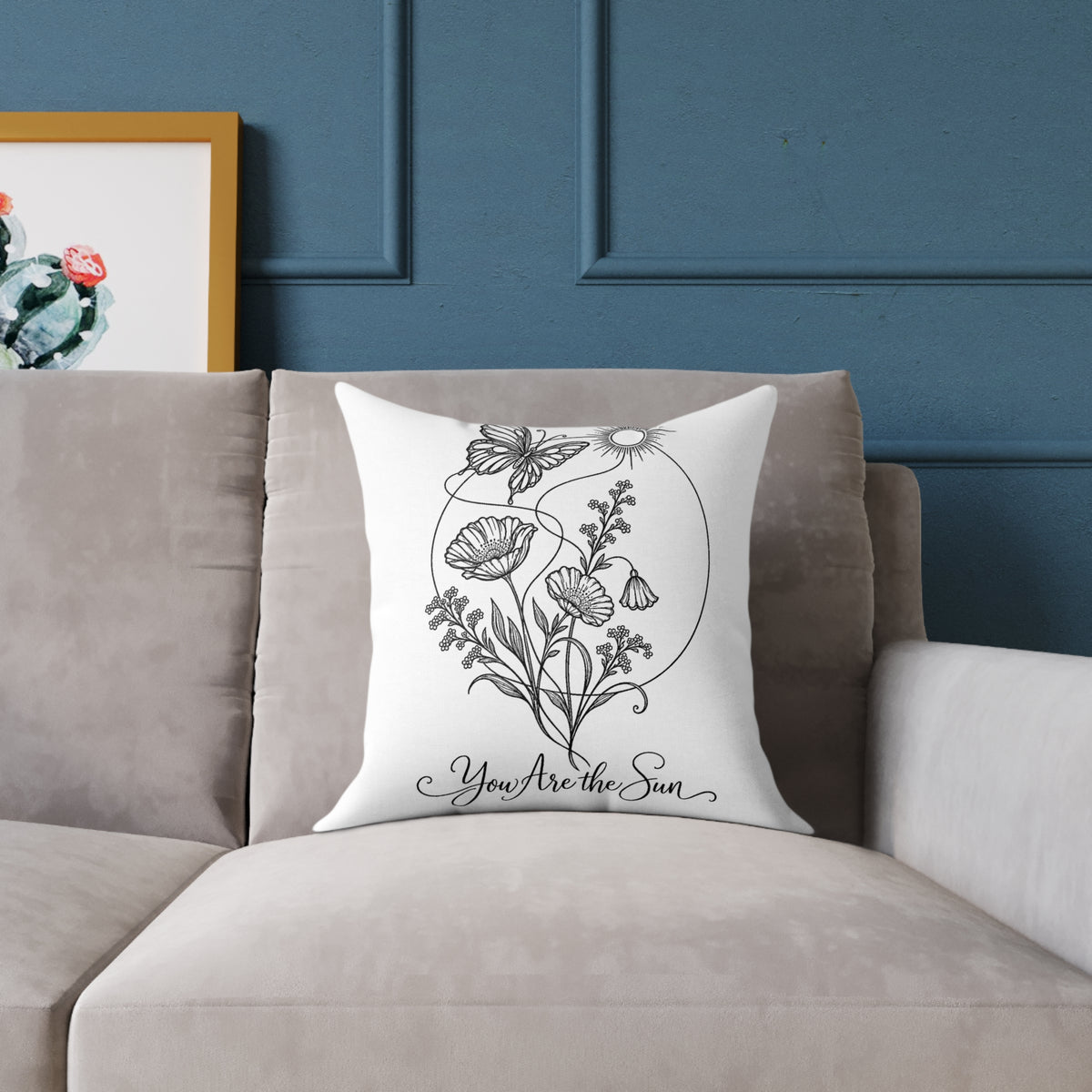 You Are the Sun | Butterfly & Wildflower Pillow