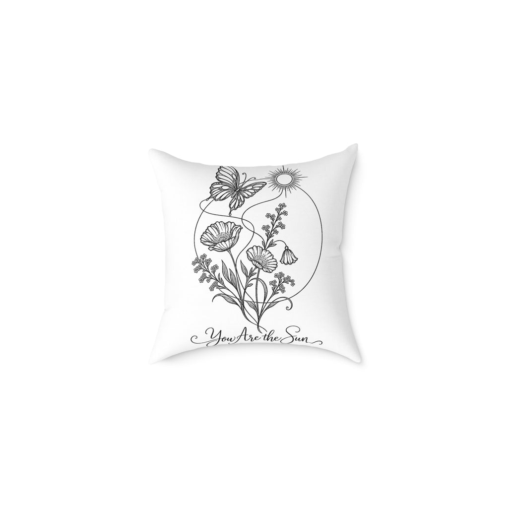 You Are the Sun | Butterfly & Wildflower Pillow