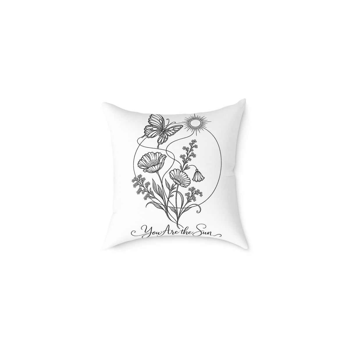 You Are the Sun | Butterfly & Wildflower Pillow