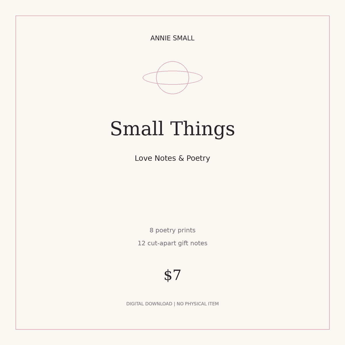 Small Things - Love Notes & Poetry - printable digital download
